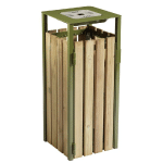 ROSSIGNOL CORBEILLE A POSER OU A FIXER EDEN - 110 L - AVEC CENDRIER 1.5L - BOIS / VERT OLIVE