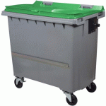 POUBELLE BARRE VENTRALE 4 ROUES KOROK - 770L - GRIS-VERT - ROSSIGNOL PRO