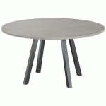 TABLE RÉUNION EVAN Ø 140 CM PIED NOIR PLATEAU CHÊNE GRIS - MBA