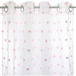 VOILAGE À ŒILLETS 140X240 CM MULTI POMPONS ROSE - BLANC