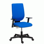 CHAISE DE BUREAU NAO TISSU BLEU - DOSSIER HAUT ACCOUDOIRS - MÉCANISME CONTACT PERMANENT - PIEDS NOIR