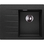 EVIER CUISINE EN GRANIT 62 X 50 CM LAVABO 1 BAC + SIPHON CLASSIQUE, ÉVIER À ENCASTRER DE PRIMAGRAN ANTHRACITE - ANTHRACITE