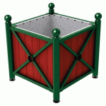 JARDINIÈRE AC/BOIS PROVINCE BOULE 80X80 CM ACAJ/VERT 6005 - PROCITY