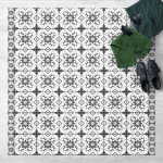 MICASIA - TAPIS EN VINYLE - GEOMETRICAL TILE MIX FLOWER GREY - CARRÉ 1:1 DIMENSION HXL: 100CM X 100CM