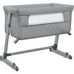 LIT POUR B�B� AVEC MATELAS GRIS CLAIR TISSU DE LIN - VIDAXL