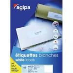 AGIPA BOÎTE DE 6500 ÉTIQUETTES BLANCHES 38X21,2 IMPRESSION LASER COPIEUR ET JET D ENCRE 118990