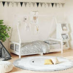 CADRE DE LIT POUR ENFANT BLANC 80X160 CM BOIS DE PIN MASSIF