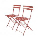 LOT DE 2 CHAISES DE JARDIN PLIABLES - EMILIA TERRA COTTA- ACIER THERMOLAQUÉ - TERRACOTTA