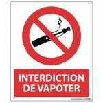 PANNEAU D'INTERDICTION DE VAPOTER PVC