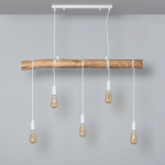 LEDKIA - SUSPENSION MÉTAL ET BOIS YAGIS BLANC