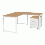 TABLE OFFICE PRO PIED CARRE 180 X 80 CM CHÊNE PIED BLANC