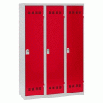VESTIAIRE 3 COLONNES COLOR MONOBLOC INDUSTRIE SALISSANTE ROUGE
