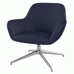 FAUTEUIL CITY DOSSIER BAS PIED ALU TISSU BLEU MARINE - QUADRIFOGLIO