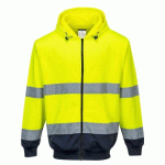 PORTWEST B317 SWEAT HI-VIS BICOLORE ZIPPÉ À CAPUCHE JAUNE/MARINE - TAILLE S
