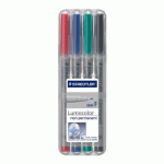 STYLO FEUTRE STAEDTLER EFFAÇABLE LUMOCOLOR 316 F ÉCRITURE FINE - ÉTUI DE 4 COULEURS CLASSIQUES