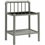 TABLE DE CHEVET, TABLE DE NUIT, POUR CHAMBRE SALON COULOIR, GRIS ET NOIR 45X34,5X62,5 CM MÉTAL ET VERRE OIB2521E - NOIR