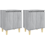 TABLES DE CHEVET PIEDS EN BOIS 2 PCS SONOMA GRIS 40X30X50 CM