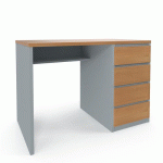 BUREAU VIVA AVEC TIROIRS À DROITE 110 X 76 X 60 CM HÊTRE / GRIS