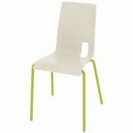 CHAISE COQUE SODA 4 PIEDS IXIA ACIER - BLANC PASTEL/VERT GRANNY - RODET