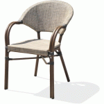 FAUTEUIL JARDIN USHUAIA EMPILABLE MARRON+TEXTILÈNE LIN - DCBGARDEN