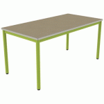 TABLE CARÉLIE 160X80 T6 STRAT POLY. HÊTRE MIEL BEIGE/VERT AC - MOBIDECOR