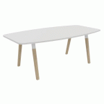 TABLE TONNEAU DIALOGUE 200 X 100 CM BLANC PIED HÊTRE - BURONOMIC