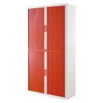 ARMOIRE POLYSTYRÈNE EASYOFFICE - A RIDEAUX - L. 110 X H. 204  CM - CORPS BLANC  - RIDEAUX ROUGE