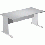 BUREAU DROIT AVEC PIEDS L FAST - 160 CM - GRIS - GRIS/ALU