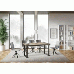 TABLE EXTENSIBLE 90X160/220 CM CHÊNE BANDOS NATURE STRUCTURE ANTHRACITE