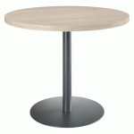 TABLE DE RÉUNION RONDE ECLA CHÊNE GRIS Ø 100 CM PIÈTEMENT ANTHRACITE