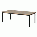 TABLE MALIBU 160X80 T2 4P STRA ALAISÉ CHÊNE 1146/NOIR 9005
