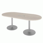 TABLE OVALE L 210 CM CHÊNE GRIS PIÈTEMENT ALUMINIUM EXCELLENS