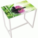 TABLE RÉUNION HAUTE EASY OFFICE 4 PERS. PLATEAU DÉCOR BAMBOU - MEET BY PAPERFLOW