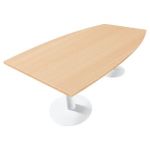 TABLE TONNEAU ACTUAL L. 200 X 100 CM - PLATEAU HÊTRE - PIÈTEMENT TULIPE BLANC