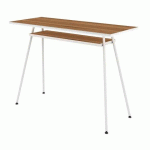 BUREAU TÉLÉTRAVAIL LV1 H.75 X L.100 X P.40 CM PLATEAU NOYER PIÈTEMENT BLANC