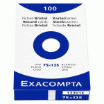 FICHE BRISTOL 75 X 125 MM UNIE BLANCHE NON PERFORÉE EXACOMPTA - BOÎTE DE 100