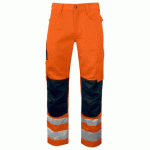 PROJOB 6532 PANTALON POLYCOTON PRIO - EN ISO 20471 CLASSE 2 ORANGE/NOIR - TAILLE 42