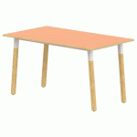 TABLE 4 PIEDS MÉTAL/BOIS 200X80 T6 STRAT ABS ORANGE/ALU