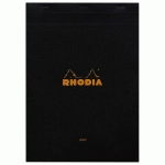 BLOC AGRAFÉ RHODIA N°18 21X29,7 CM 80 FEUILLETS LIGNÉ AVEC MARGE 80G - NOIR - LOT DE 5