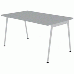BUREAU SIMPLE 140X80 GRIS PIEDS BLANC - QUADRIFOGLIO