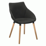 CHAISE ANET - TISSU AVEC ACCOUDOIRS - NOIR