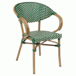 FAUTEUILS PARIS 9 TRESSAGE WICKER VERT IVOIRE/BAMBOO LOOK - PROLOISIRS