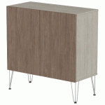 RANGMENT MI-HAUT JAVA 120 CM 2 PORTES CHÊNE GRIS/NOYER - MANUTAN COLLECTIVITÉS