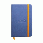 RHODIARAMA CARNET REMBORDÉ RIGIDE 9X14 CM 192 PAGES LIGNÉ PAPIER IVOIRE 90G FERMETURE ÉLASTIQUE - SAPHIR