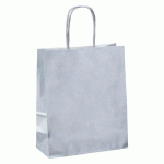 SACS BOUTIQUE KRAFT ARGENT POIGNÉES TORSADÉES 22 X 18 X 8 CM - 50 SACS