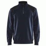 SWEAT COL CAMIONNEUR BICOLORE MARINE FONCÉ/NOIR TAILLE M - BLAKLADER