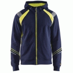 SWEAT ZIPPÉ À CAPUCHE MARINE/JAUNE FLUORESCENT TAILLE XL - BLAKLADER