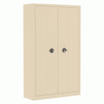 ARMOIRE MÉTAL PORTES PLIANTES MONOBLOC ELHIT H 198 X L 120 X P 43 CM BEIGE