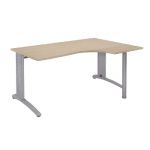 BUREAU COMPACT RETOUR À GAUCHE BIOSPACE 2 - L. 180 X P. 110 CM - PLATEAU 'CHÊNE' - PIEDS L 'ALUMINIUM' - EMBASES : 'BLANCHES'.