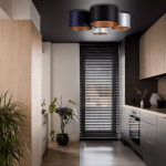 EULUNA PLAFONNIER SATIN 4 LAMPES BLEU/NOIR/ARGENTÉ/BLANC